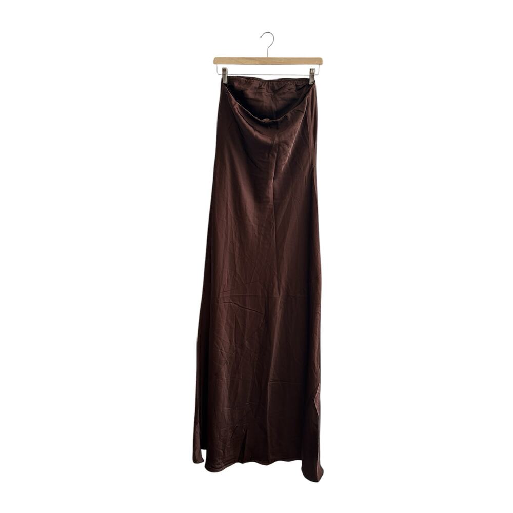 Show Me Your Mumu Taylor Tube Maxi Dress in Chocolate Luxe Satin S - Picture 4 of 10